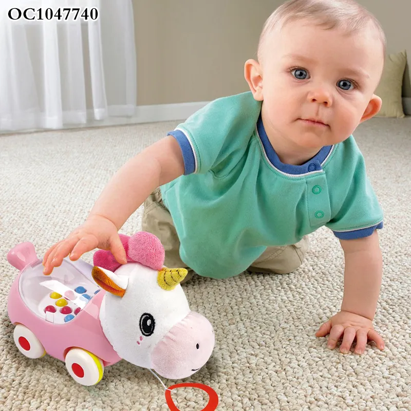 Wholesale Educational Learn to Walk Rope Pull Car Custom Horse Stuffed Animal Soft Horse Plush Toys
