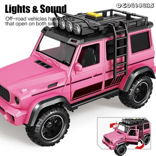 Wholesale Pink 1: 14 Scale off-Road Light Sound Car Friction Kids Plastic Model for Kids