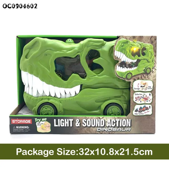 Wholesale Plastic Miniature Dinosaur Model Freewheel Toys Dinosaur Mini Cars Set for Children Kids with Light and Sound