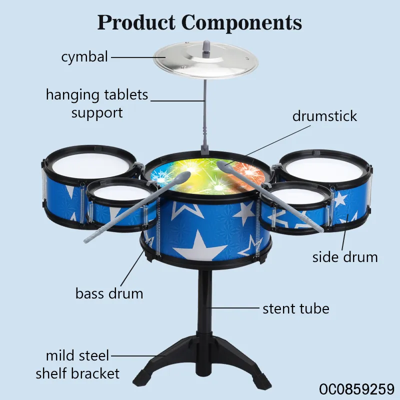Wholesale Electronic Quality Hot Sale Plastic Music Instrumental Kid Toy Drum Set Children