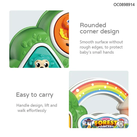 Wholesale Musical Instruments Educational Light-up Sensory Cartoon Rainbow Keyboard Toy