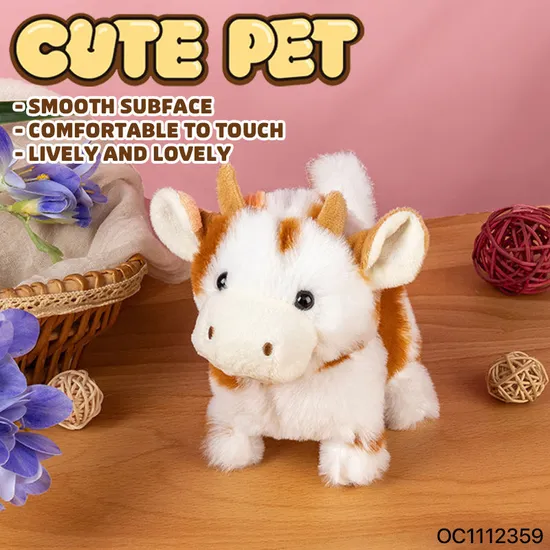 Wholesale Electronic Walking Plastic Animal Baby Stuffed Singing and Dancing Cow Custom Doll Toy