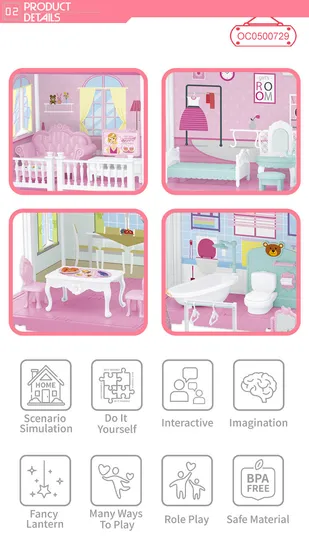 Wholesale Gift DIY Miniature Plastic Children House Play Doll House Set