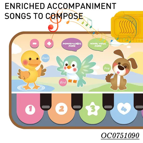 Wholesale Interactive Educational Soft Play Piano Animals Musical Light-up Rainbow Keyboard Toy