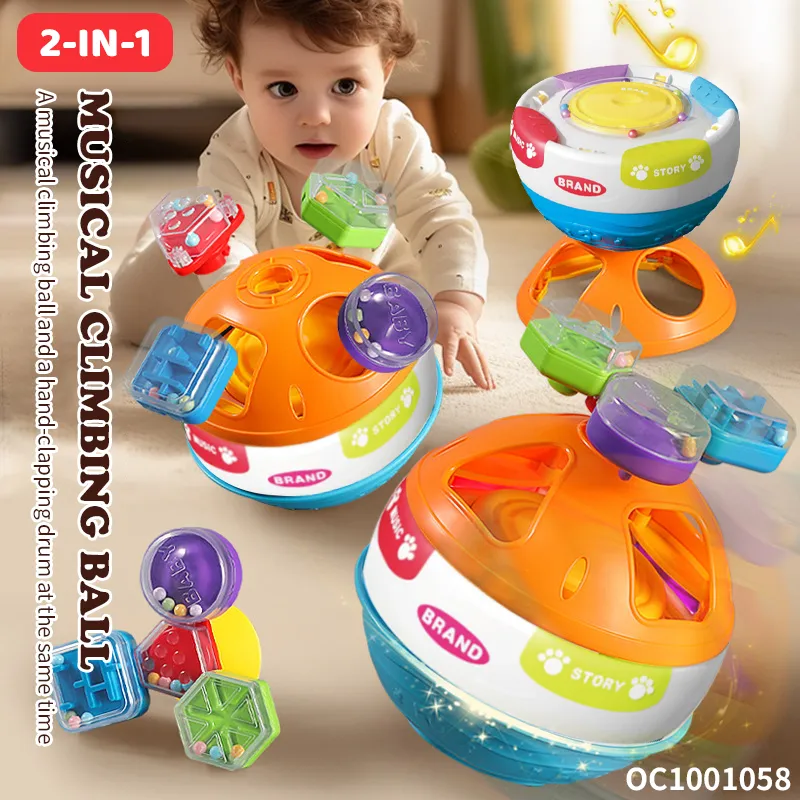Wholesale Plastic Learning Exercise Shapes Baby Musical Montessori Drum Bellball Toys with Music and Sound