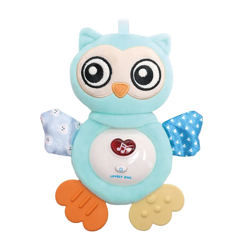 Wholesale Stuffed Baby Gift Large Sleeping Soothing Plush Big Eyes Owl Toy Sensory Baby Toys Doll with Light and Sound