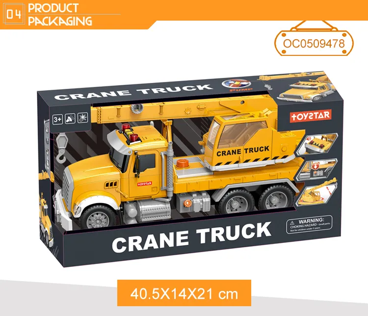Wholesale Children Friction Truck Crane Construction Mini Car Toys Model for Kids with Light Sound