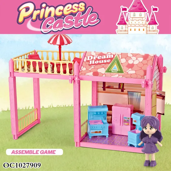Wholesale DIY Plastic Miniature Doll House Kitchen Miniatures Dream Dollhouse for Girls Pretend
