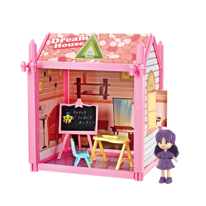 DIY Plastic Play Miniature Castle Christmas Big Doll House for Girls Pretend Play Baby Doll Set