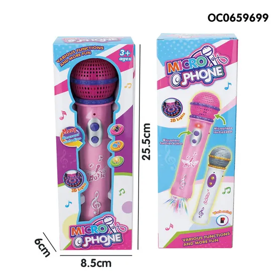 Wholesale Instrument Children's Karaoke Handheld Music Wireless Microphone with Light
