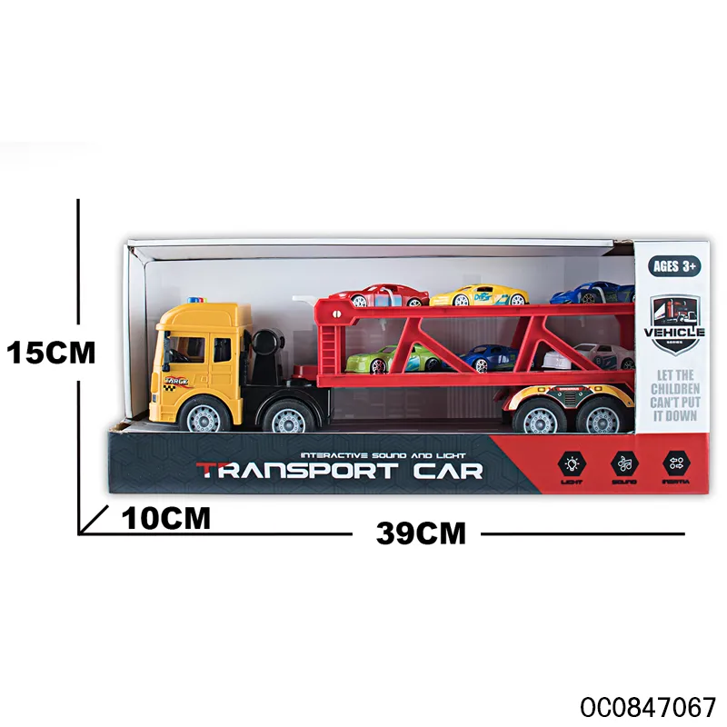 Wholesale Construction Friction Car Transporter Car Truck Toy Car Set for Kids with Light Sound
