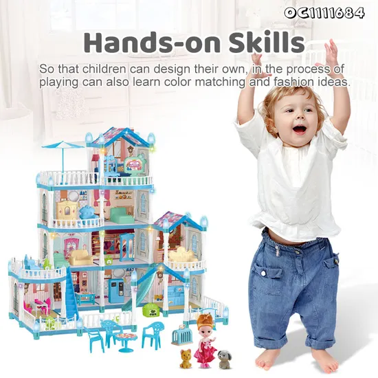 Wholesale Gift DIY Baby Doll Miniature Furniture and Doll House Bedroom Plastic Children House Play Set