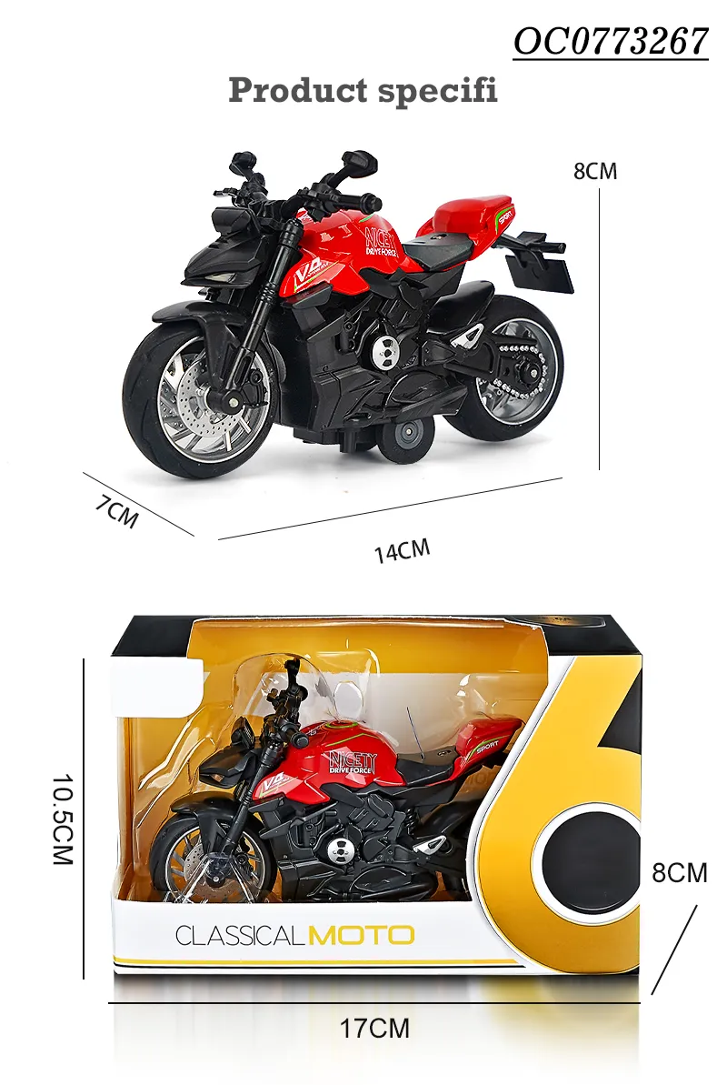 Wholesale Diecast Car 1: 12 Classical Vintage Miniature Metal Die Cast Motorcycle Toys for Kids with Light Music