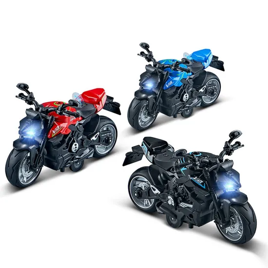 Wholesale Diecast Car 1: 12 Classical Vintage Miniature Metal Die Cast Motorcycle Toys for Kids with Light Music
