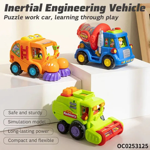 Wholesale Plastic 6PCS Baby Construction Truck Push and Go Car Plastic Model Small Friction Car Toys