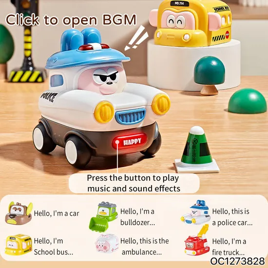Wholesale Pull Back Cartoon Cars Truck Engineering Vehicle Educational Model