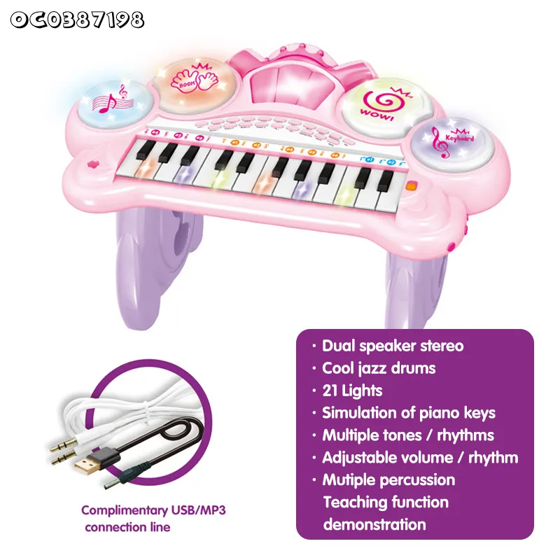 Wholesale Educational Instrumentos Musicales Electronic Plastic Musical Toys 24 Key Keyboard Piano for Kids