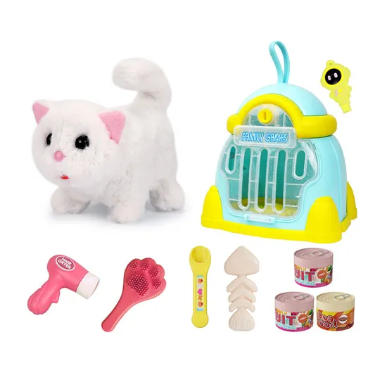 Wholesale Animal Pretend Play Long Tail Cute Big Eyed Customized Realistic Cat Soft Plush Stuffed Animal Toys