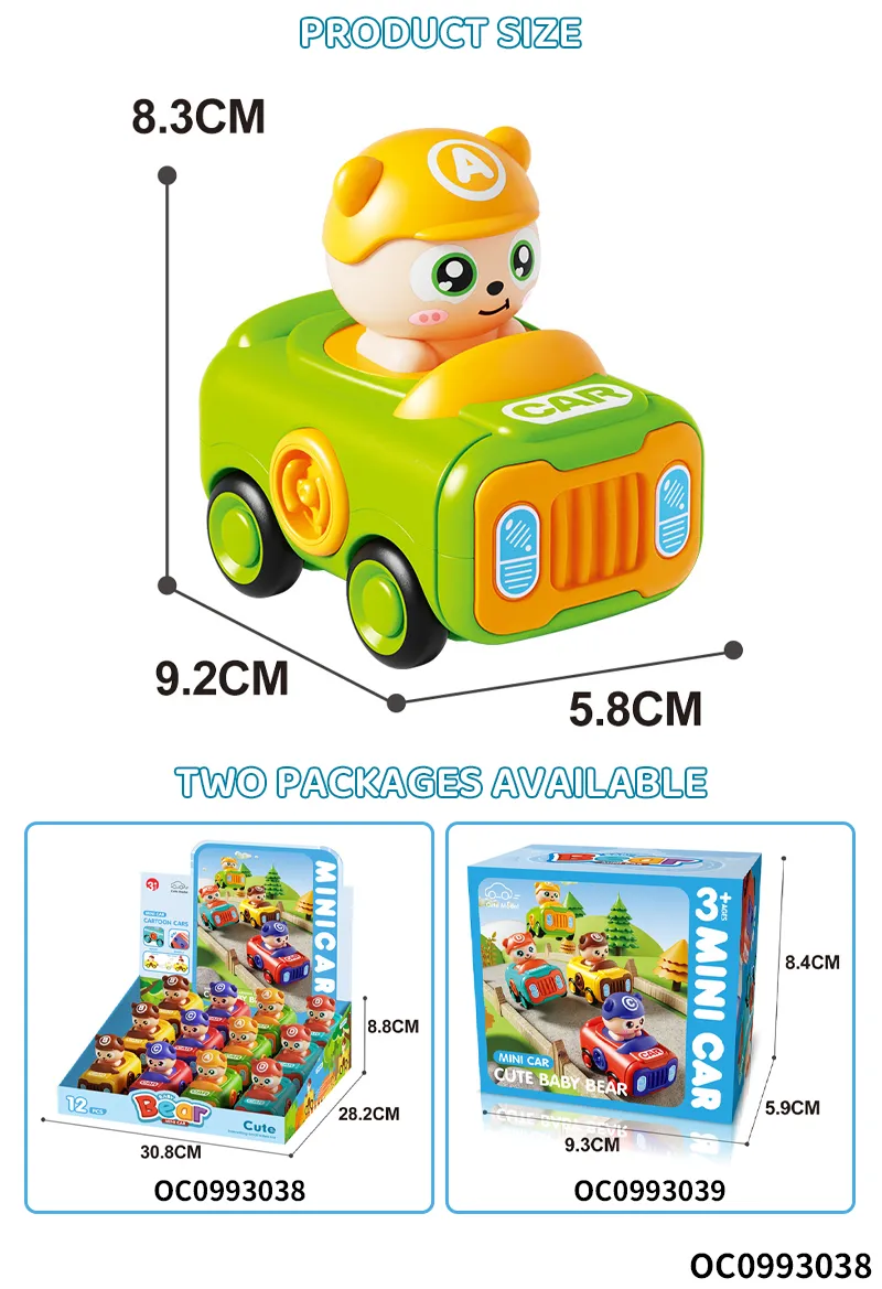 Wholesale Cheap 12PCS Plastic Mini Cute Friction Funny Cartoon Car Animals Toy for Kids