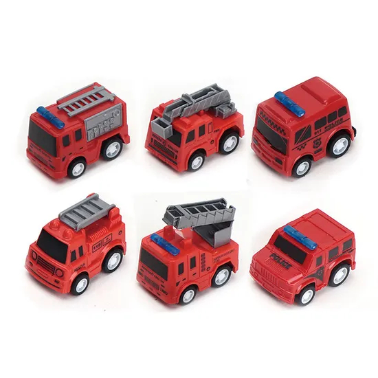 Wholesale Construction Pull Back Small Red Car Kids Fire Engine Truck Toys Set