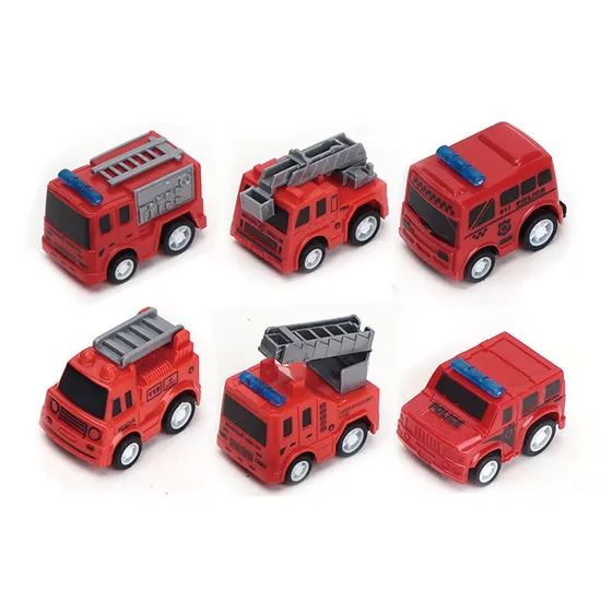 Wholesale Construction Pull Back Small Red Car Kids Fire Engine Truck Toys Set