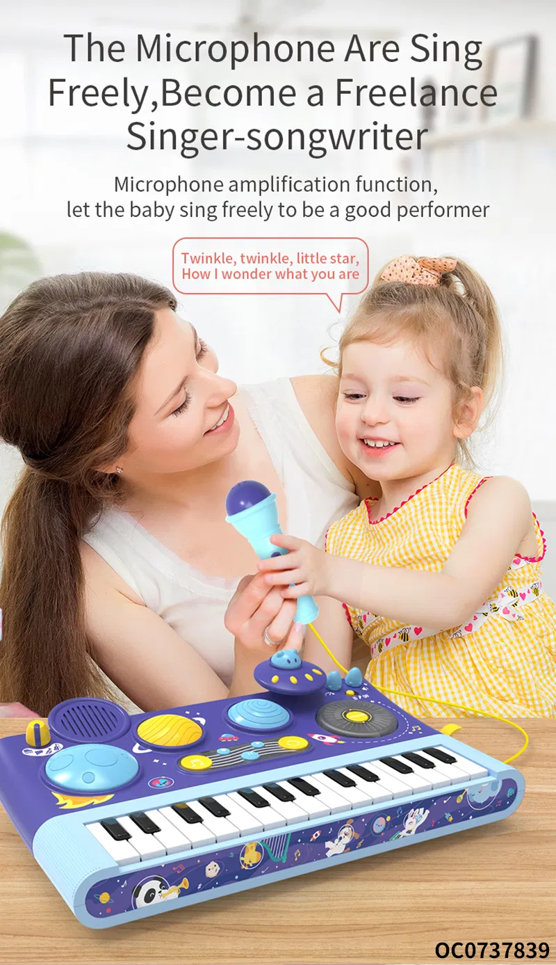 Wholesale Battery Montessori Sensory Hand Drum Montessori Early Learning Musical Instrument Piano Keyboard Toy