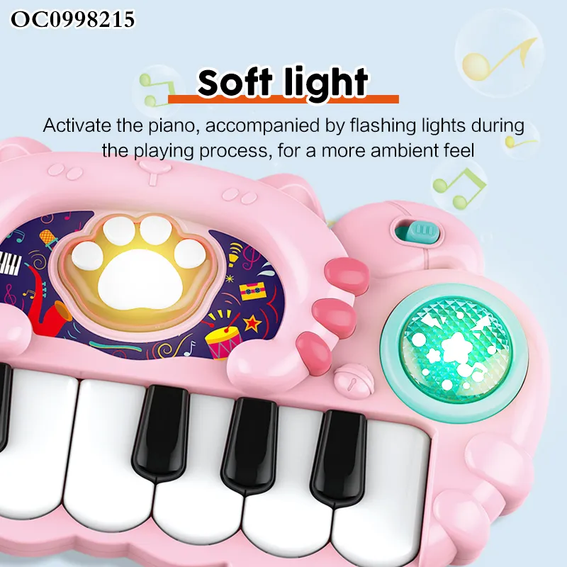Wholesale Portable Baby Sensory Music Light-up Keyboard Hand Drum Musical Electronic Instruments Piano Toy with Flashing Light