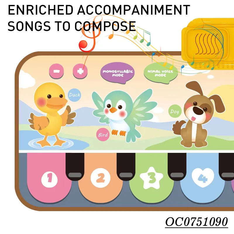 Wholesale Interactive Educational Soft Play Piano Animals Musical Light-up Rainbow Keyboard Toy
