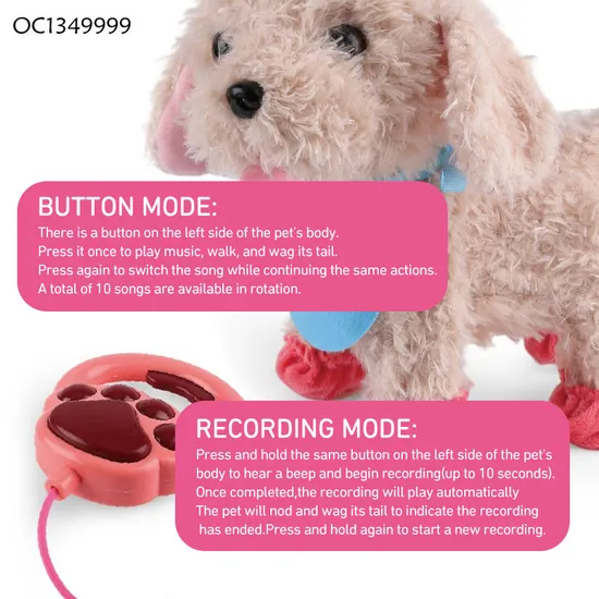 Wholesale Cute Pet Voice Custom Electric Plush Puppy Dog Animal Toy