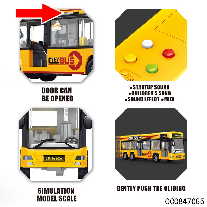 Wholesale Children Friction Miniature Bus Baby Car Toy Model with Sound Light
