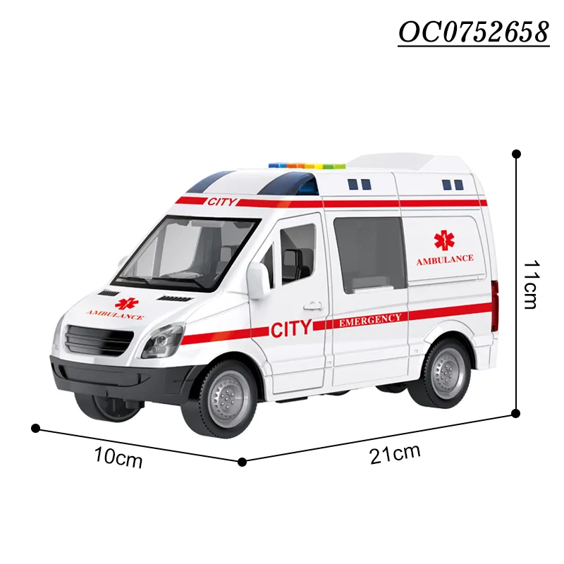 Wholesale Plastic Children Friction Ambulance Vehicle Truck Kids Car Toy with Sound Light