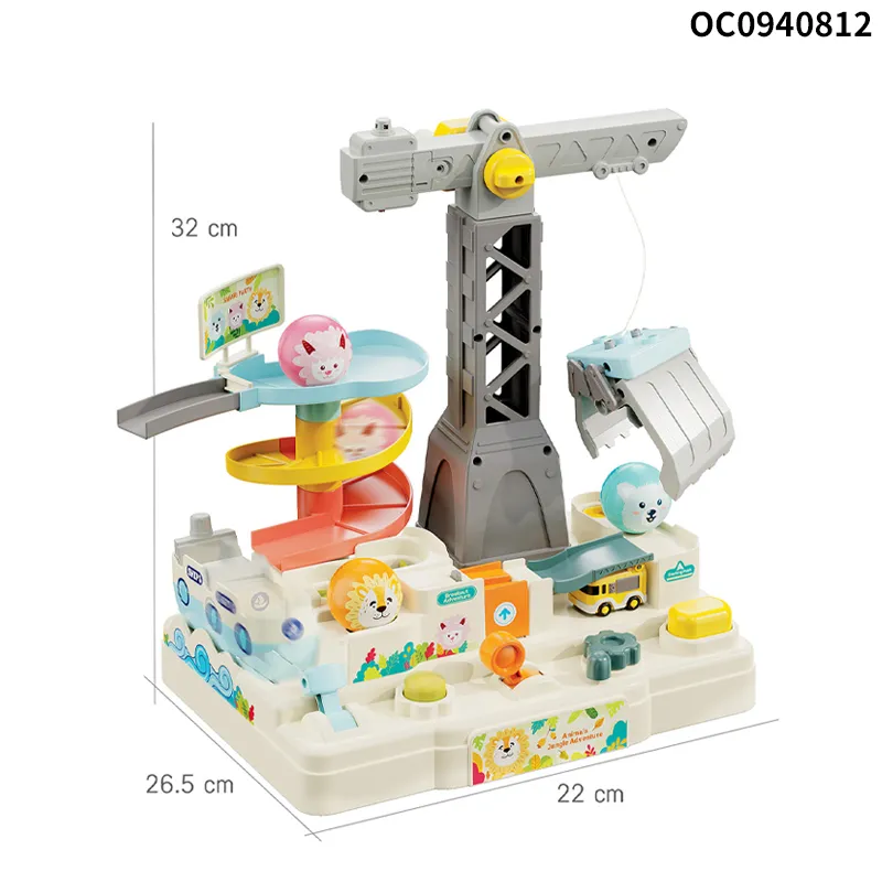 Ball Track Hand Eye Coordination Training Brain Adventure Games Toys for Infant with Tower Crane Toy