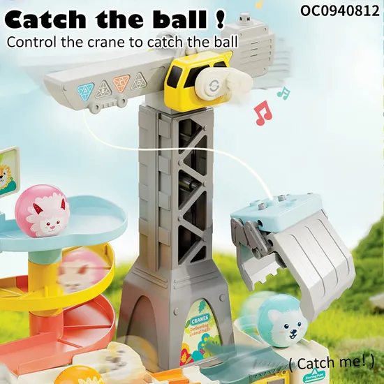 Ball Track Hand Eye Coordination Training Brain Adventure Games Toys for Infant with Tower Crane Toy