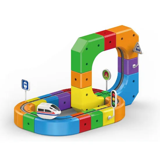 3D Flexible Race Railway Truck Track Assembly Brick Building Block Children Wholesale Plastic Train Toy Car Track Toy
