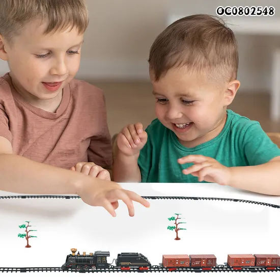 B/O Classic Plastic Train Play Set Electric Track Toy for Kids with Light Sound