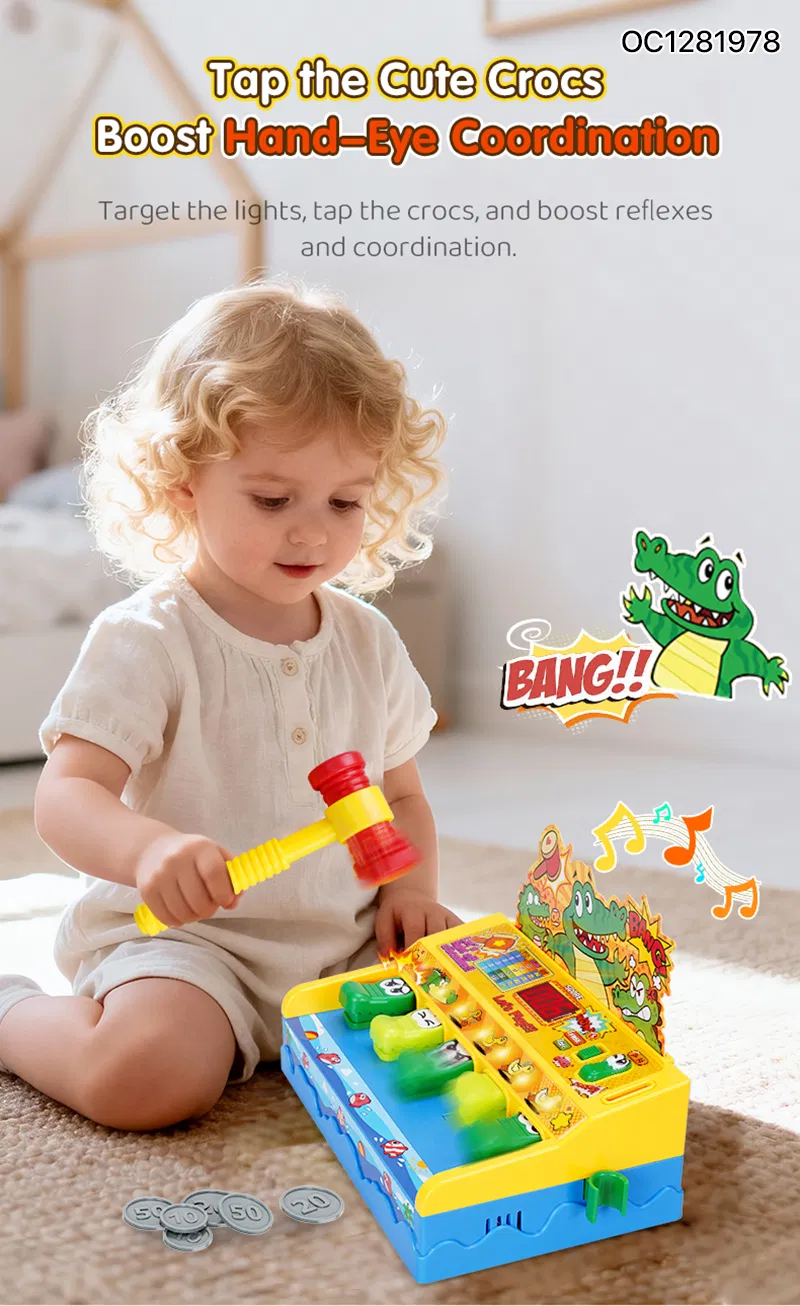 Wholesale Children Montessori Interactive Kid Electric Game Whack a Mole Board Game Hammer Toy with Light
