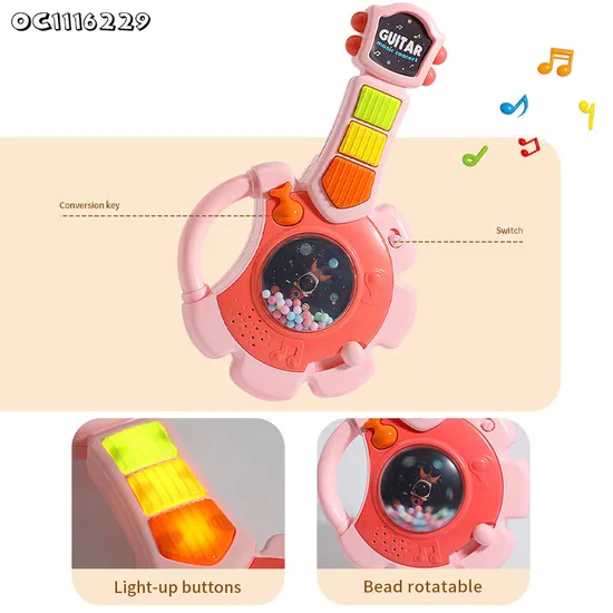 Wholesale Children Montessori Sensory Electric Battery Musical Toys Instrument Baby Guitar
