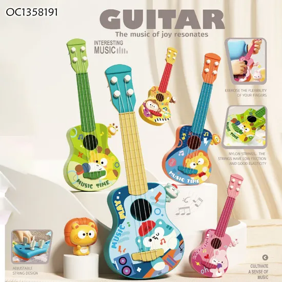 Wholesale Children Sensory Popular Cartoon Learning Toy Mini Guitar Interactive Musical Instruments Ukulele Toy for Kid Education