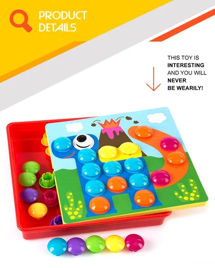 Intelligent DIY Toy 46PCS Button Nail 10 Set Animals Pattern Wooden 3D Jigsaw Puzzle Toy for Kids