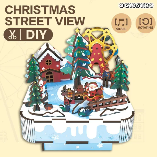 99PCS Educational Games DIY Toys Electronic Christmas Tree Musical Box 3D Wooden Jigsaw Puzzle Board Toy for Adults and Kids