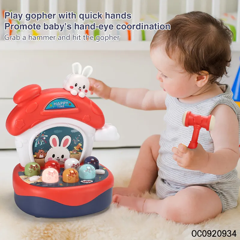 Wholesale Family Interactive Intelligence Educational Baby Electric Plastic Kids Board Whack a Mole Game light and Music