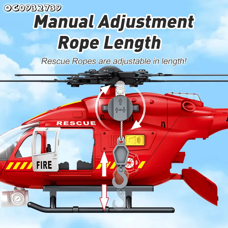 Wholesale Scale Fire Fighting Battery Operated Model Toys Helicopter for Kids with Light and Sound