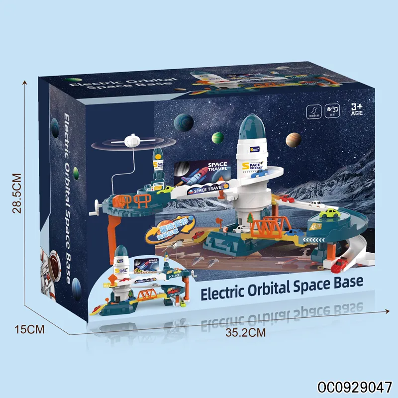Space Theme Electric Slot Game Car Racing Track Toys with Light up and Music