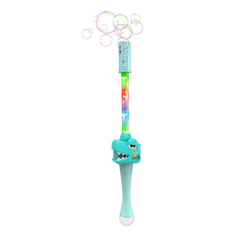 Electric LED Liqht up Dinosaur Shape Soap Bubble Wand Toys for Children New Model Dinosaur Bubble Gun with 8omlbubble Solution