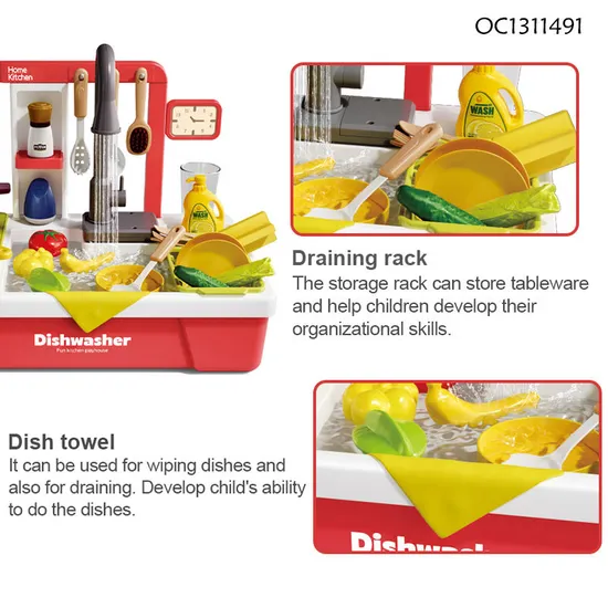 Wholesale Sounds Light Spray Sink Function Children Pretend Role Play Cooking Educational Kitchen Toy for Girl
