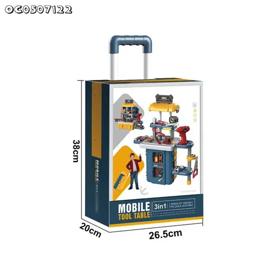 Screw Nuts Plastic Toy Mechanic Engineer Pretend Role Play Construction Tool Box Set for Kids Simulation with Electric Toy Drill