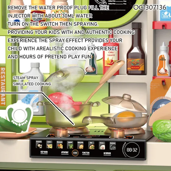 Wholesale Girls Pretend Play Sink Spray Children's Plastic Kitchen Play Set Electric Cooking Foods Toys