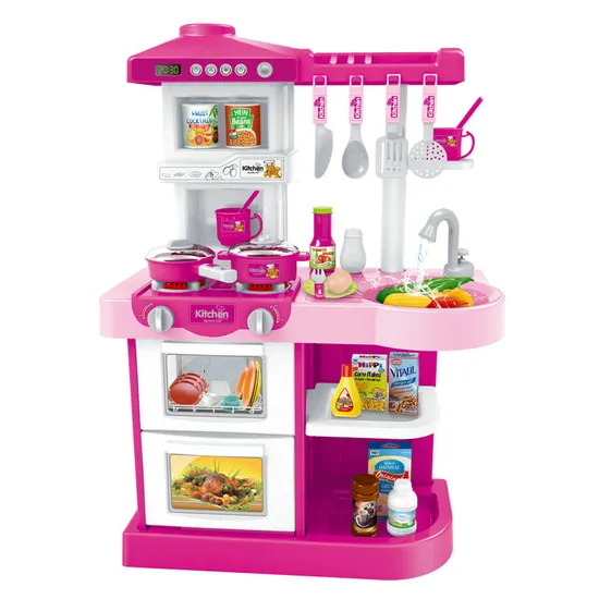 Big Wholesale Plastic Pretend Children House Play Kitchen Kids Cooking Set with Water Spray Sink