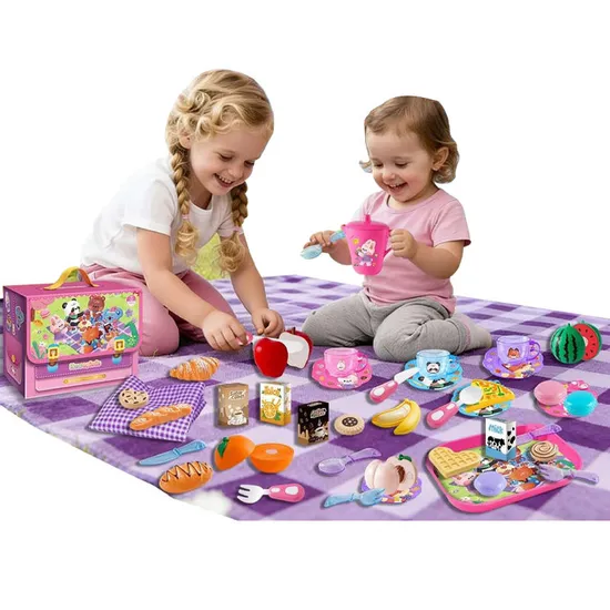 Wholesale Kids Party Pretend Play Food Kitchen Afternoon Tea Tableware Gift Toy Plastic Children House Play Set for Wholesale
