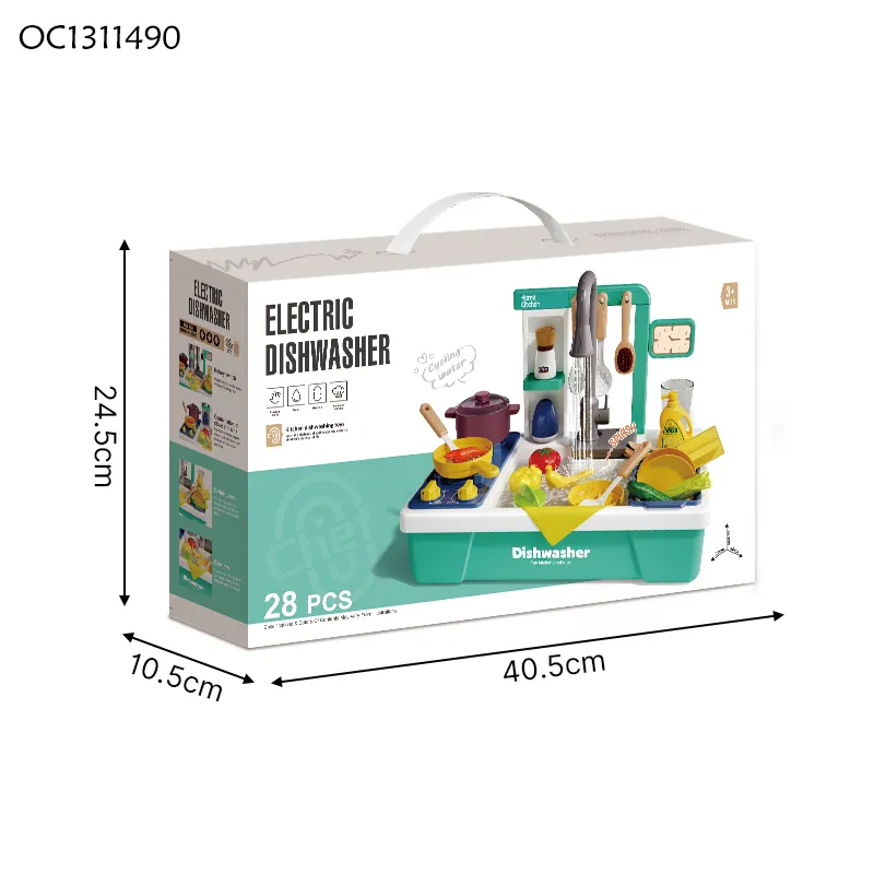 Wholesale Girl Pretend Spray Play Battery Operated Children's Plastic Kitchen Play Set Toy with Running Water Washing Machine